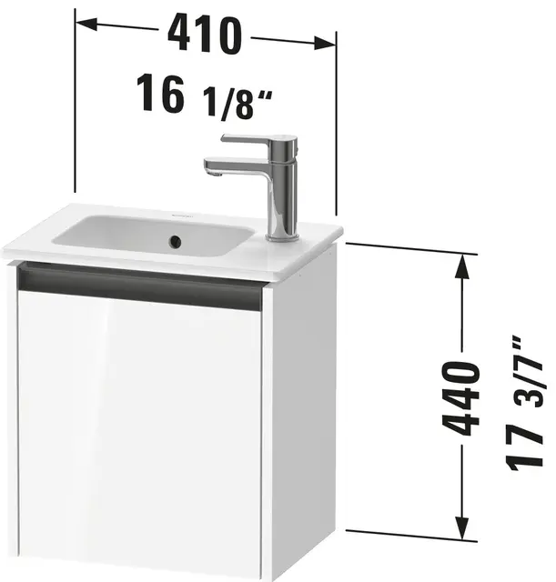 Duravit Ketho.2 Servantskap, 1 Dør 410x292 mm, Venstre, Betonggrå 