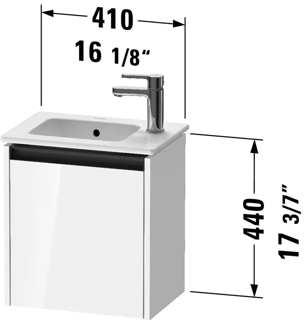 Duravit Ketho.2 Servantskap, 1 Dør 410x292 mm, Høyre, Betonggrå 