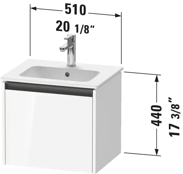 Duravit Ketho.2 Servantskap, 1 Skuff 510x420 mm, Betonggrå 
