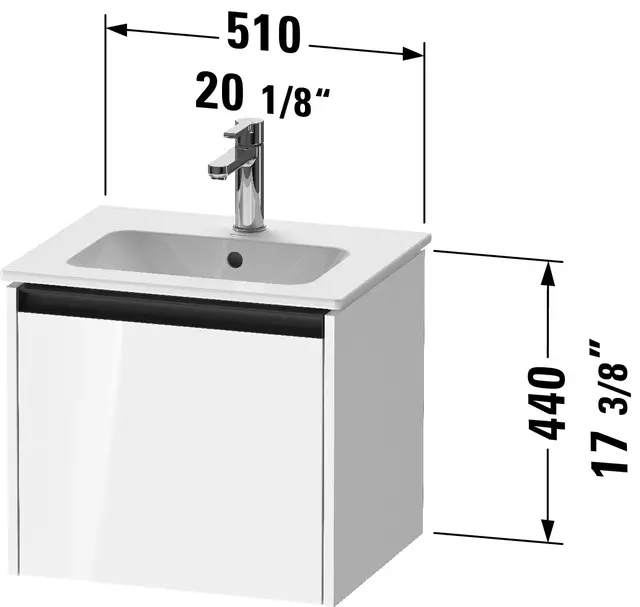 Duravit Ketho.2 Servantskap, 1 Skuff 510x420 mm, Betonggrå 