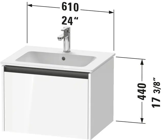 Duravit Ketho.2 Servantskap, 1 Skuff 610x480 mm, Betonggrå 