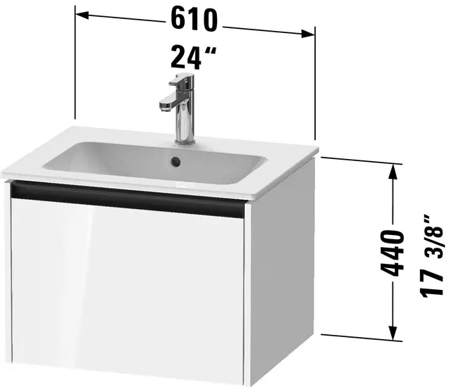 Duravit Ketho.2 Servantskap, 1 Skuff 610x480 mm, Betonggrå 
