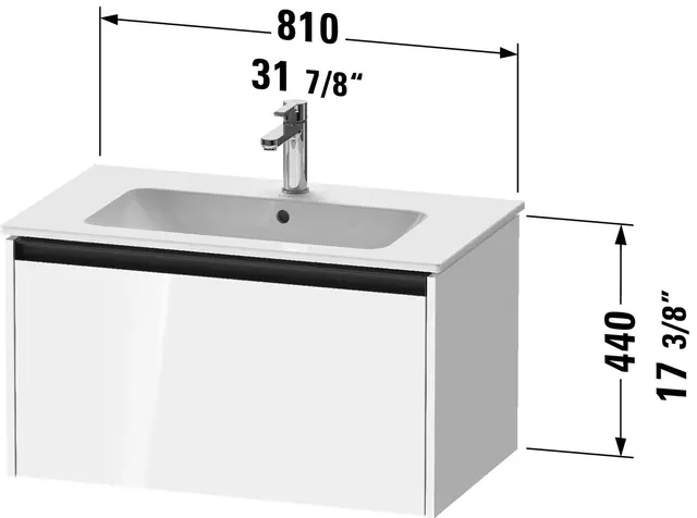 Duravit Ketho.2 Servantskap, 1 Skuff 810x480 mm, Betonggrå 