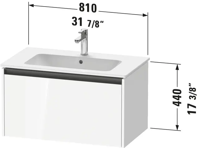 Duravit Ketho.2 Servantskap, 1 Skuff 810x480 mm, Hvit Høyglans 