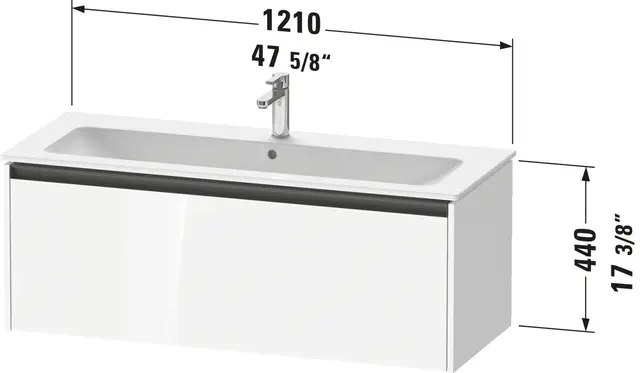 Duravit Ketho.2 Servantskap, 1 Skuff 1210x480 mm, Betonggrå 