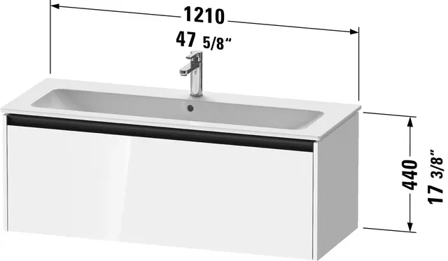 Duravit Ketho.2 Servantskap, 1 Skuff 1210x480 mm, Hvit Høyglans 