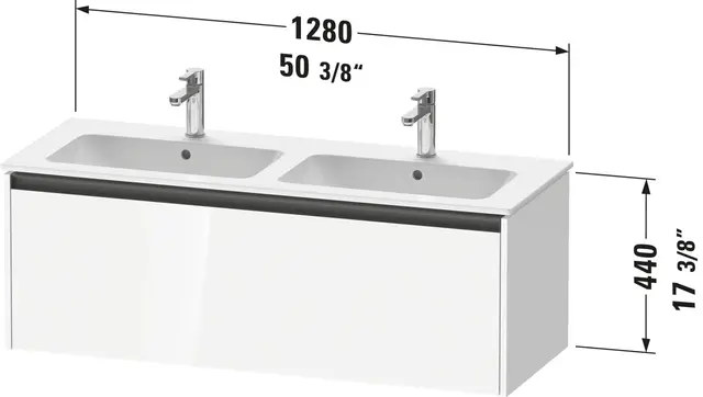 Duravit Ketho.2 Servantskap, 1 Skuff 1280x480 mm, Betonggrå 