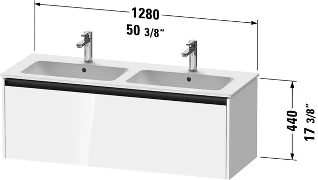 Duravit Ketho.2 Servantskap, 1 Skuff 1280x480 mm, Betonggrå 