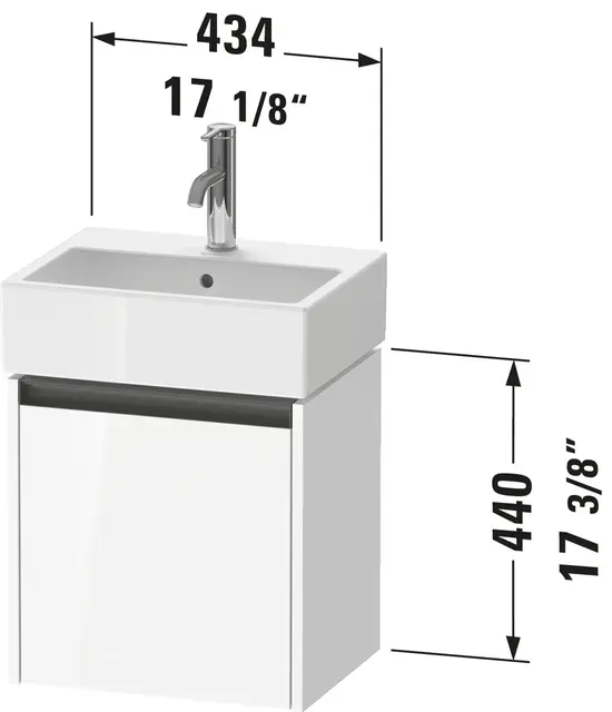 Duravit Ketho.2 Servantskap, 1 Dør 434x338 mm, Høyre, SortEik 