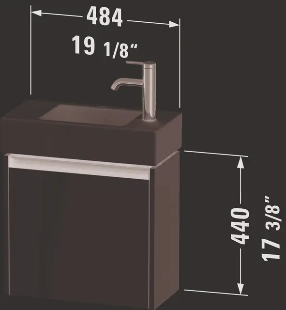 Duravit Ketho.2 Servantskap, 1 Dør 484x238 mm, Venstre, Hvit Matt 