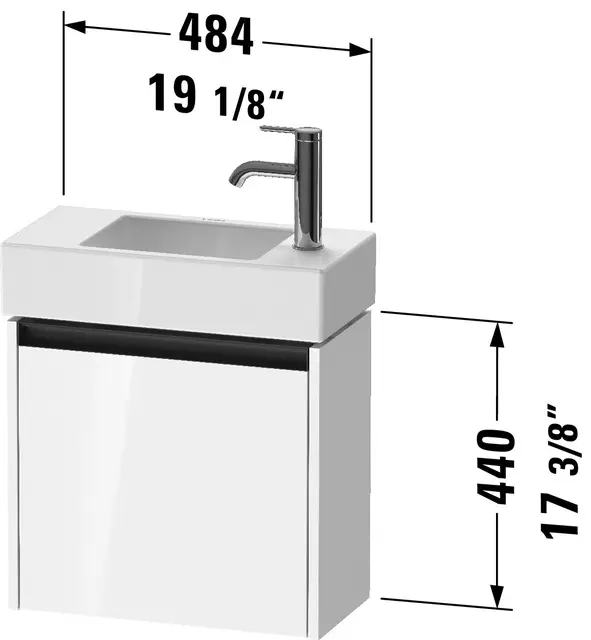 Duravit Ketho.2 Servantskap, 1 Dør 484x238 mm, Venstre, Hvit Matt 