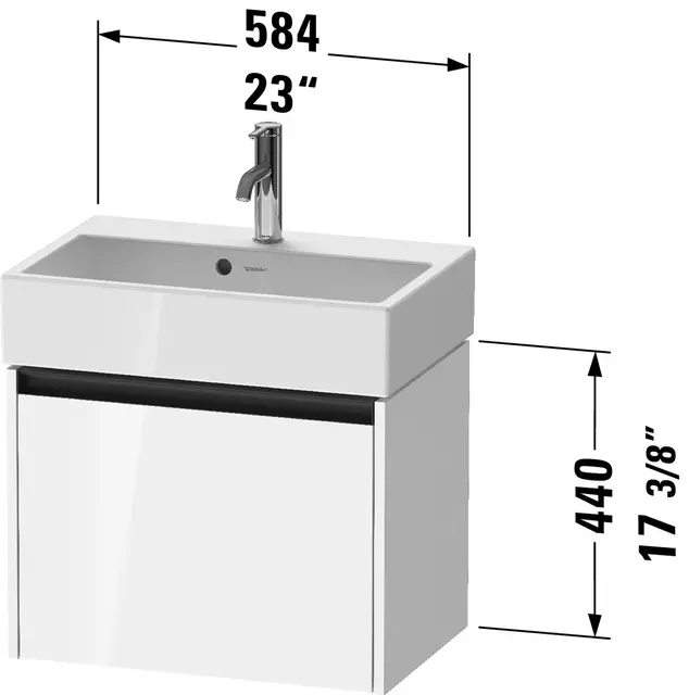 Duravit Ketho.2 Servantskap, 1 Skuff 584x390 mm, Valnøtt 