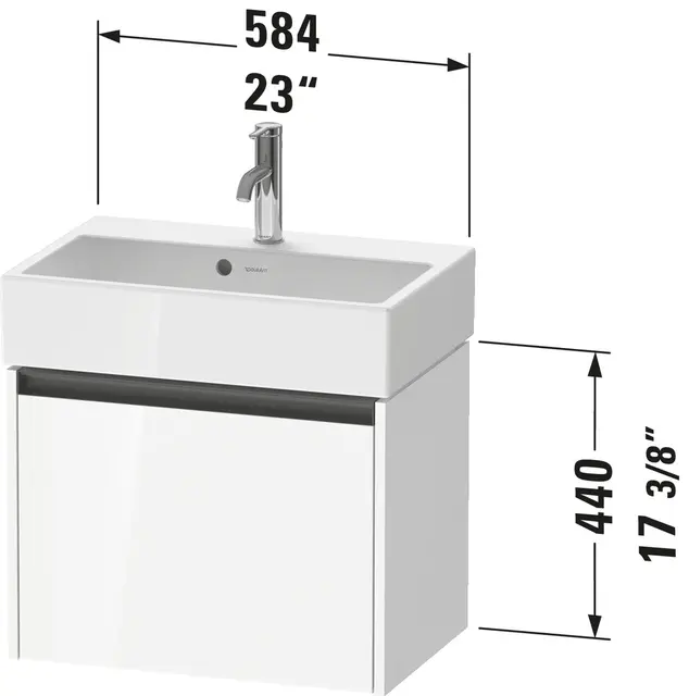 Duravit Ketho.2 Servantskap, 1 Skuff 584x390 mm, Valnøtt 