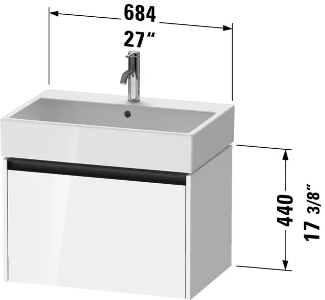 Duravit Ketho.2 Servantskap, 1 Skuff 684x460 mm, Betonggrå 