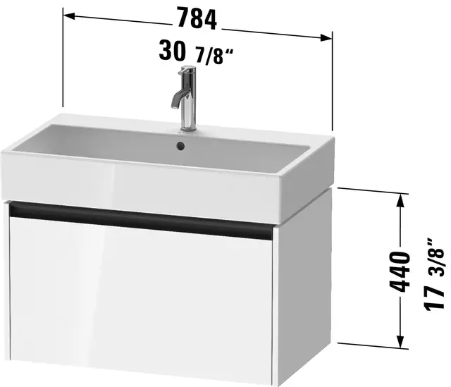 Duravit Ketho.2 Servantskap, 1 Skuff 784x460 mm, Tekstil 