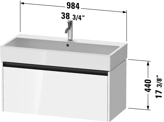 Duravit Ketho.2 Servantskap, 1 Skuff 984x460 mm, Betonggrå 