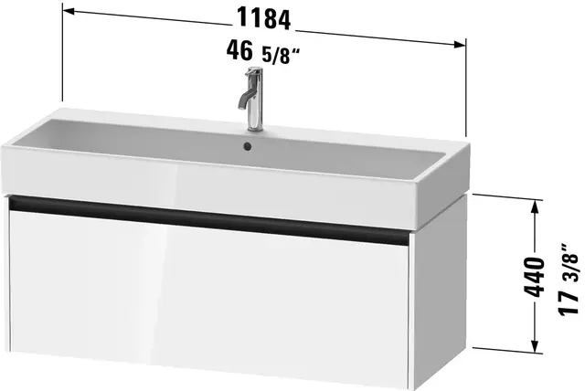 Duravit Ketho.2 Servantskap, 1 Skuff 1184x460 mm, Sort Eik 