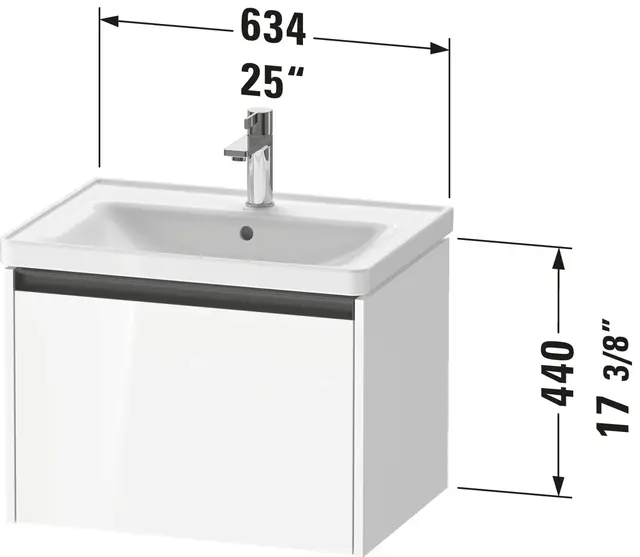 Duravit Ketho.2 Servantskap, 1 Skuff 634x455 mm, Tekstil 