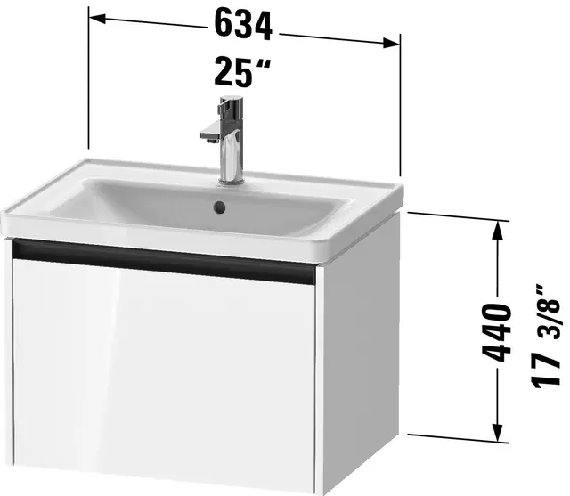 Duravit Ketho.2 Servantskap, 1 Skuff 634x455 mm, Tekstil 