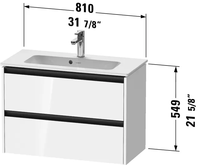 Duravit Ketho.2 Servantskap, 2 Skuffer 810x390 mm, Betonggrå 