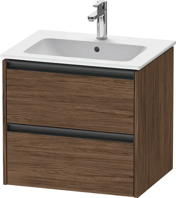 Duravit Ketho.2 Servantskap, 2 Skuffer 610x480 mm, Mørk Valnøtt 