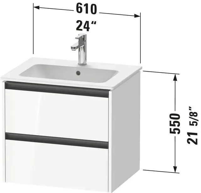 Duravit Ketho.2 Servantskap, 2 Skuffer 610x480 mm, Mørk Valnøtt 