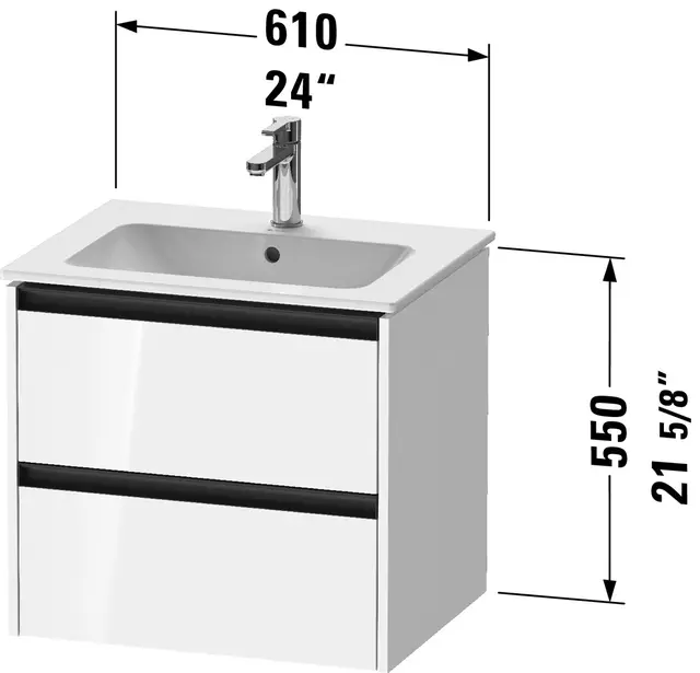 Duravit Ketho.2 Servantskap, 2 Skuffer 610x480 mm, Mørk Valnøtt 