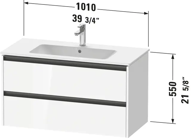 Duravit Ketho.2 Servantskap, 2 Skuffer 1010x480 mm, Sort Eik 