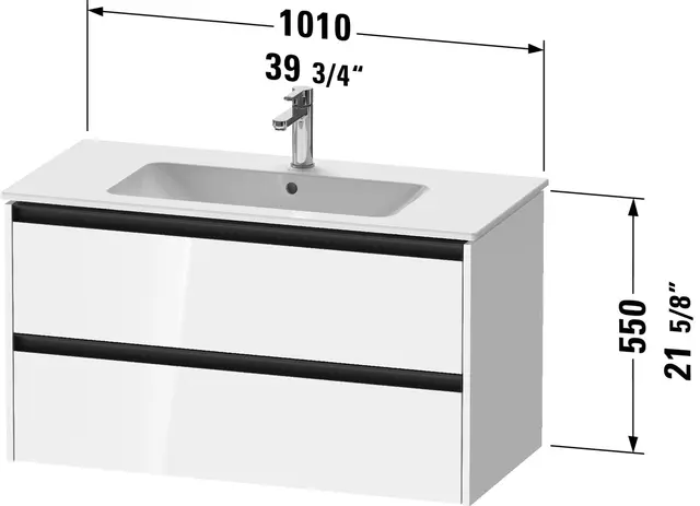 Duravit Ketho.2 Servantskap, 2 Skuffer 1010x480 mm, Sort Eik 