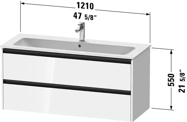 Duravit Ketho.2 Servantskap, 2 Skuffer 1210x480 mm, Hvit Matt 