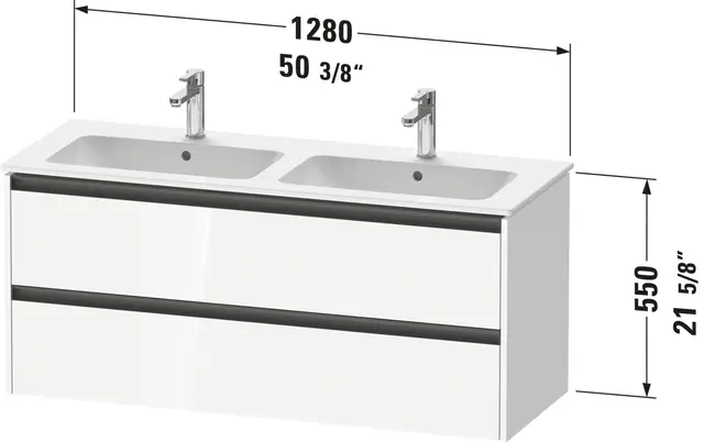 Duravit Ketho.2 Servantskap, 2 Skuffer 1280x480 mm, Grafitt Matt 