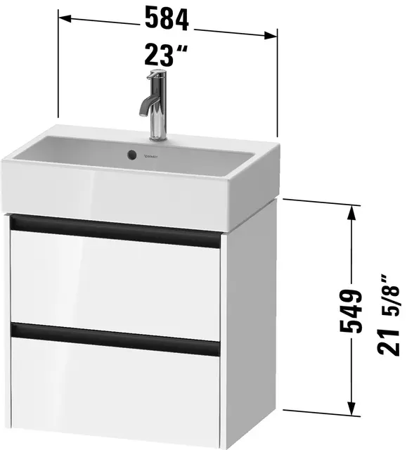 Duravit Ketho.2 Servantskap, 2 Skuffer 584x390 mm, Mørk Valnøtt 