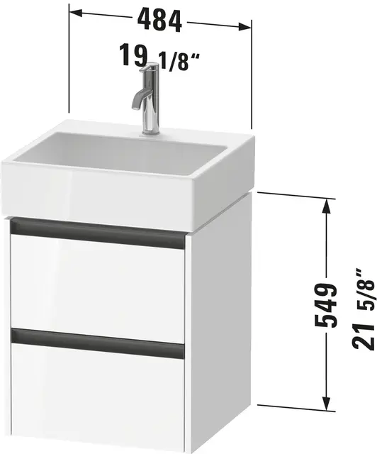 Duravit Ketho.2 Servantskap, 2 Skuffer 484x460 mm, Betonggrå 