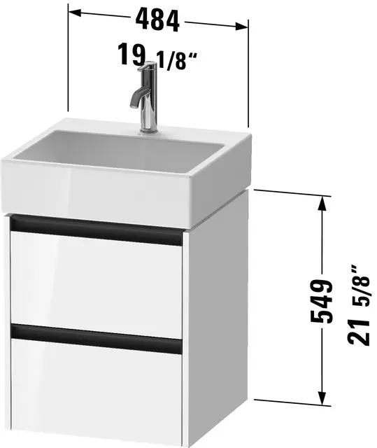 Duravit Ketho.2 Servantskap, 2 Skuffer 484x460 mm, Betonggrå 