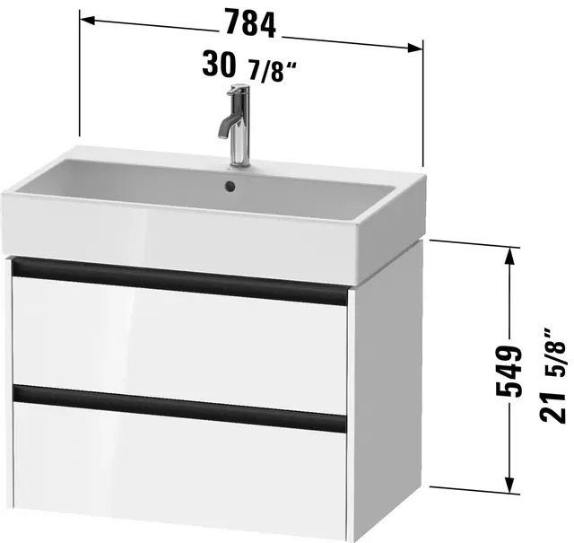 Duravit Ketho.2 Servantskap, 2 Skuffer 784x460 mm, Hvit Matt 