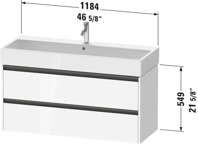 Duravit Ketho.2 Servantskap, 2 Skuffer 1184x460 mm, Tekstil 