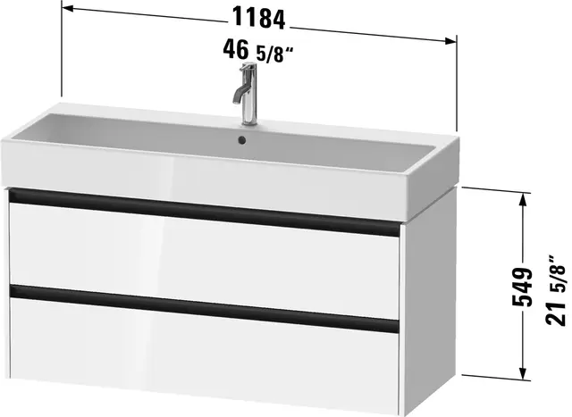 Duravit Ketho.2 Servantskap, 2 Skuffer 1184x460 mm, Tekstil 