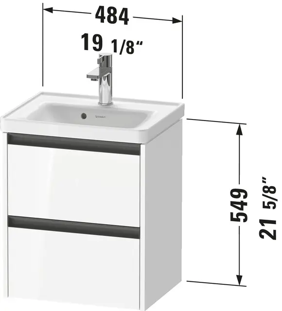 Duravit Ketho.2 Servantskap, 2 Skuffer 484x375 mm, Hvit Matt 