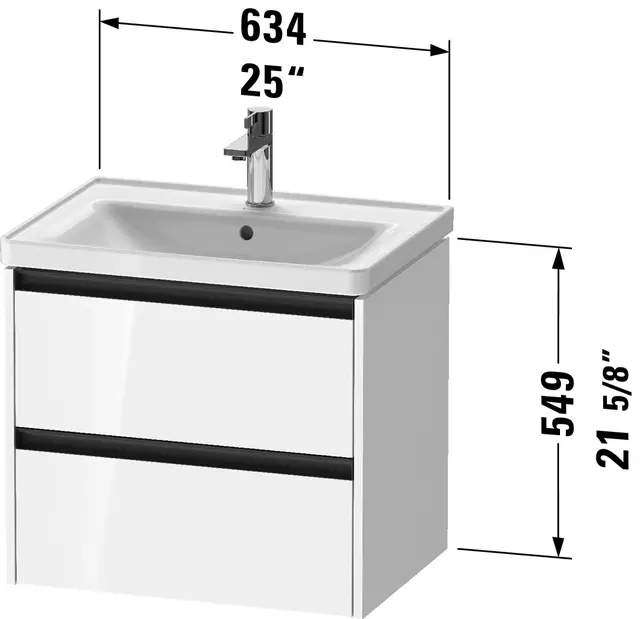 Duravit Ketho.2 Servantskap, 2 Skuffer 634x455 mm, Taupe 