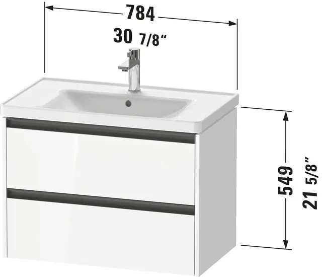 Duravit Ketho.2 Servantskap, 2 Skuffer 784x455 mm, Betonggrå 