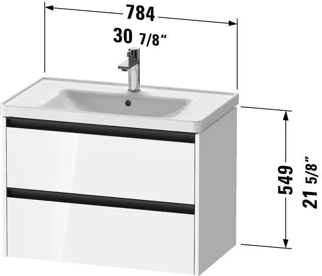 Duravit Ketho.2 Servantskap, 2 Skuffer 784x455 mm, Grafitt Matt 