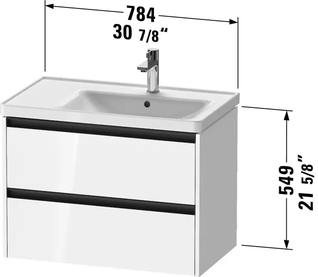 Duravit Ketho.2 Servantskap, 2 Skuffer 784x455 mm, Høyre, Hvit Høyglans 