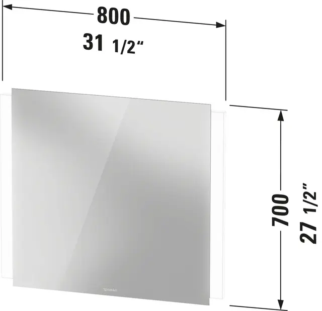 Duravit Ketho.2 Speil m/LED-Lys 800x700 mm, dimmer, Hvit Matt 