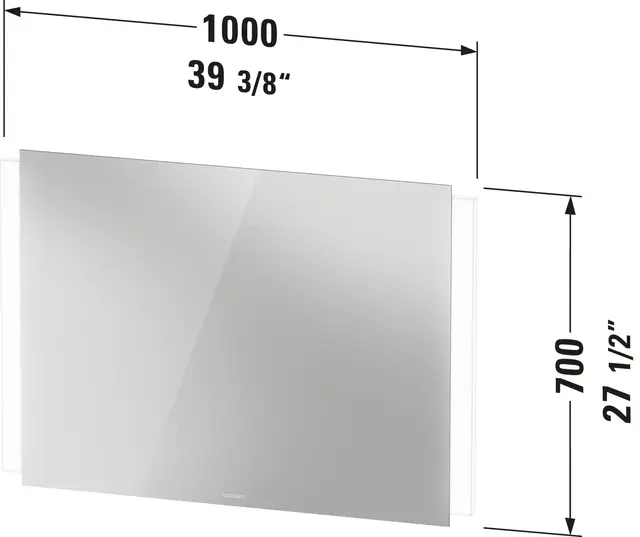 Duravit Ketho.2 Speil m/LED-Lys 1000x700 mm, dimmer, Hvit Matt 
