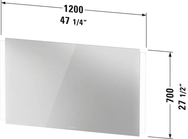Duravit Ketho.2 Speil m/LED-Lys 1200x700 mm, dimmer, Hvit Matt 