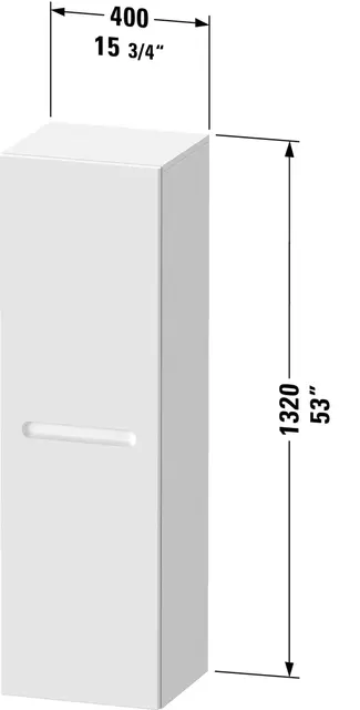 Duravit No.1 Halvhøyskap, 1 Dør 400x360 mm, Venstre, Hvit Matt 