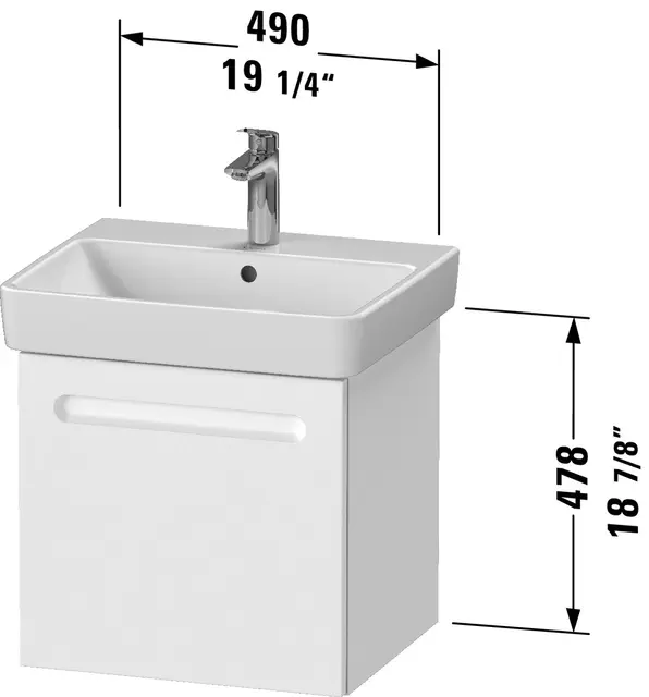 Duravit No.1 Servantskap, 1 Skuff 490x426 mm, Grafitt Matt 