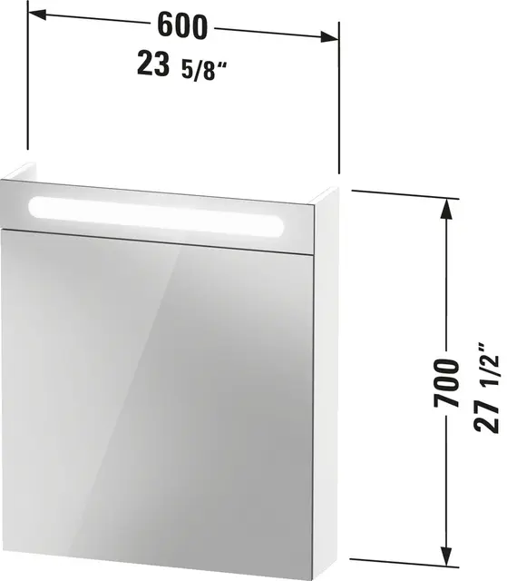 Duravit No.1 Speilskap m/LED-Lys 600x700 mm, Høyre, Hvit Matt 