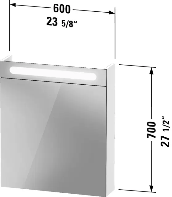 Duravit No.1 Speilskap m/LED-Lys 600x700 mm, Høyre, Hvit Matt 