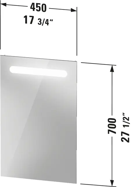 Duravit No.1 Speil m/LED-Lys 450x700 mm, Hvit Matt 